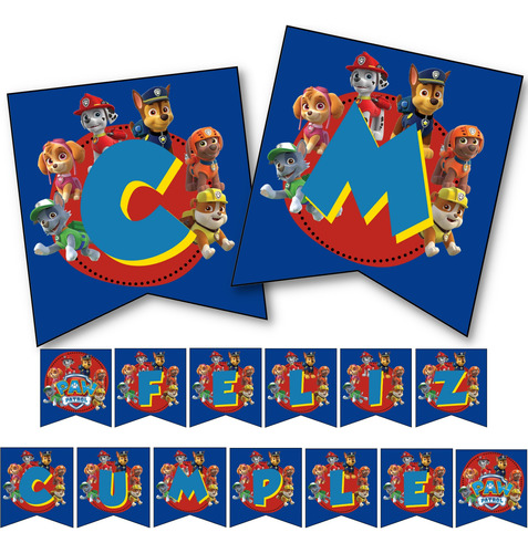 Banderines Paw Patrol Decorativos Cumpleaños Imprimible