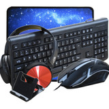  Kit 5 Em 1 Teclado Mouse Gamer Headset Mouse Pad E Suporte