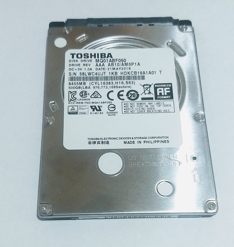 Hd Notebook Toshiba 500gb Sata3 7200rpm Super Slim 7mm