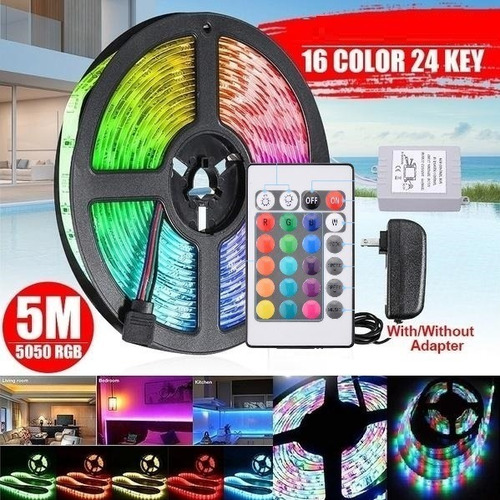 Tira Cinta Led Rgb Adhesiva Impermeable Multicolor 5050