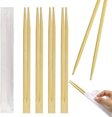 20 Pares Palillos Chinos Bambú Madera  Sushi Sellados 20cm