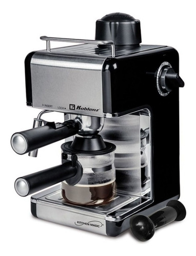 Cafetera Espresso Koblenz Ckm-650 Ein Expreso Automática De 3.5 Bares De Presión Y 4 Tazas Negra Y Acero Inoxidable 800w 120v