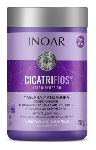 Máscara Cicatrifios Matizadora Loiro Perfeito 800gr Inoar 