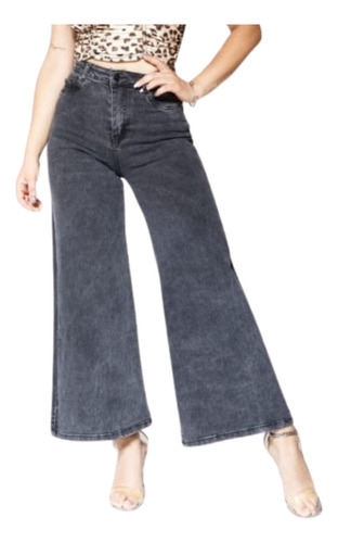 Jeans Mujer Palazzo Full Elasticado Tiro Alto