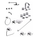 Grifería Fv California Baño Completo + Accesorios Domani Cta