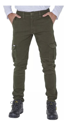 Pantalón Cargo Elastizado Pampero Beige/verde