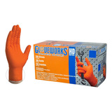Guantes Industriales De Nitrilo Naranja Gloveworks Hd Con El