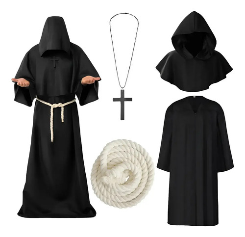 Túnicas Disfraz De Cosplay De Halloween, Túnicas De Monje Medieval, Traje De Mago, Ropa De Sacerdote, Capa De Fraile, Traje De Capucha Para Halloween | MercadoLibre