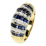 Anillo Cabujòn Zafiros Diamantes Oro 18 Kt.  - Free Watch