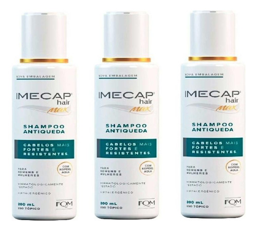 Kit Imecap Hair Max Shampoo Antiqueda Com 3un De 200ml Cada