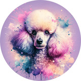 Quadro Redondo 15cm Poodle Alumínio Pet Dog Artístico 