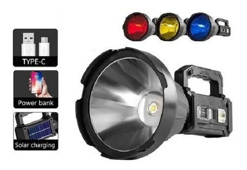 Linterna Led P50 Solar Lentes Colores Led De Emergencia Caza