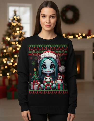 Sueter Navideño Sally Jack Skellington Sudadera