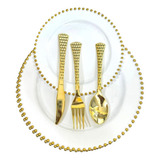 Descartáveis Luxo Kit 18 Talheres + 12 Pratos Dourado Ouro