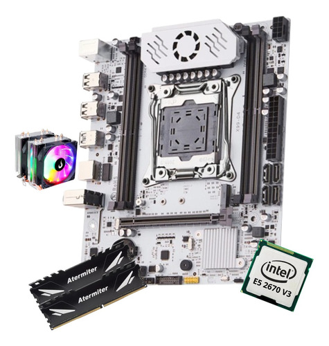 Kit Gamer Placa Mãe Q-d4 X99 White Xeon E5 2670 V3 64gb