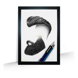 Quadro Estilo Corte Cabelo Barba Atual Barbeiro Com Moldura