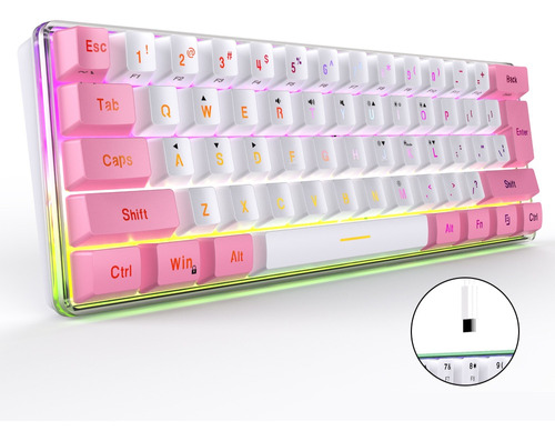 Teclado Cableado Con Luces Rgb Con Bloque De Colores De 61 T