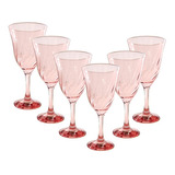 Conjunto De Taça Vidro Para Água Vinho 365ml 6 Unidades Cor Rosé