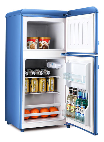 Tymyp Refrigerador Retro Con Congelador, Mini Refrigerador D