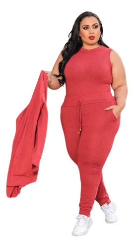 Conjunto Feminino Calça E Blusa Plus Size Social Elegante