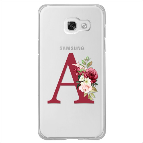 Funda Galaxy Antigolpes Flores Personalizada Con Tu Inicial 