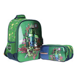 Kit Mochila Kinder + Lapicera Chenson Minecraft Zombie 8d Maxus 2023