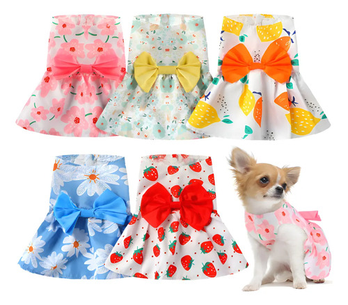 A Conjunto Y 5 Vestidos For Perros Pequeños, Vestido Floral