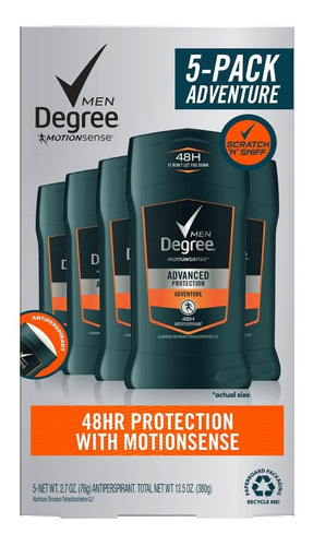Desodorante Men Degree Advanced Protect Pack 5 Importado Usa