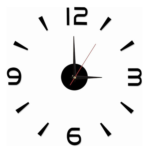Reloj Minimalista De Pared 3d Gigante Diy Negro