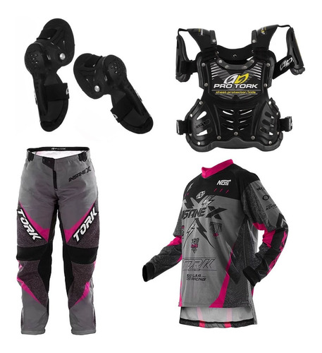 Kit Infantil Colete E Camisa + Calça P/ Trilha Moto Cross 