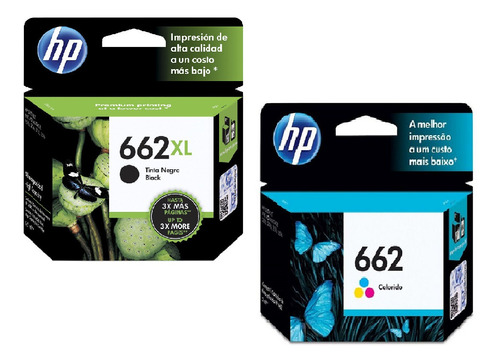 Kit 2 Cartucho Hp ( 1 662xl Preto + 1 662 Color ) Originais