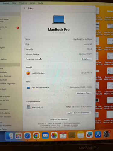 Macbook Pro 13,3 Polegadas Retina Processador M1 16gb 1tb