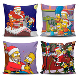 Kit 4 Capas De Almofadas Natal Simpsons 45x45 Decoração