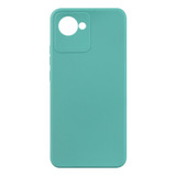 Capa Capinha Case Aveludada Azul Turquesa P/ Realme C30 6.5