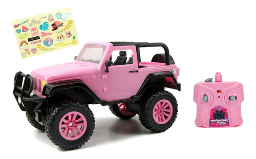 Jeep Wrangler Rosa Escala 1:16 Con Control Remoto Y Stickers