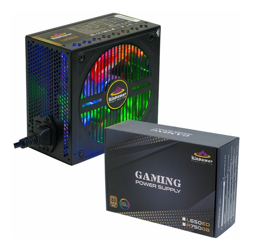 Fonte De Alimentação P/ Pc Gamer 650w Reais Led Rgb 80 Plus Cor Preto 110v/220v