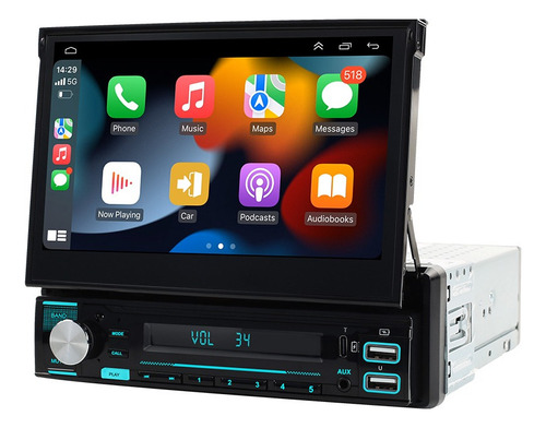 Estéreo Carplay 2+32g 7 In Gps Bt Cargador Rápido Retráctil