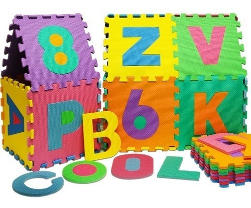 Combo Alfombra Infantil Letras Y Números Goma Eva 20 Piezas 