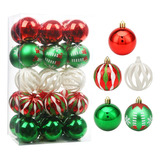 Adornos Navideños 30 Bolas De Navidad Verde Y Rojo