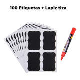 100 Etiquetas Adhesivas Grandes + Lapiz Tiza Liquida