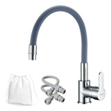 Grifo De Cocina Monocromando Piazza Gris Cromado Flexible