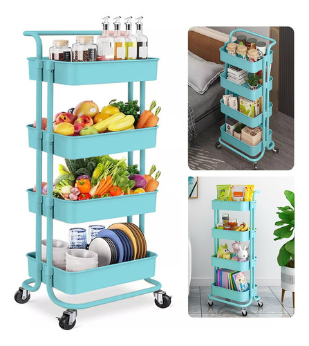 Carrito Organizador Multiusos De 4 Repuestos Con Ruedas