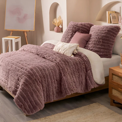 Cobertor King Size Xl Everest Palena Vianney Peludo Borrega Color Lila