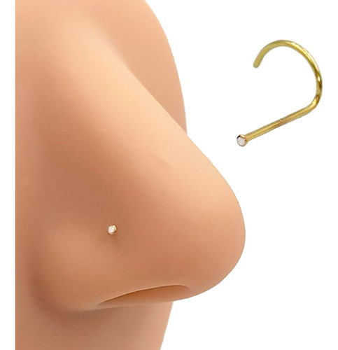 Piercing De Nariz Nostril L Ponto Luz 1mm Ouro18k Legitimo