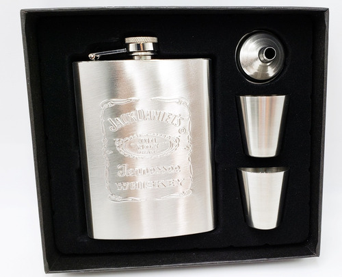 Kit Completo Cantil Frasco Whisky Aço Inox 240 Ml