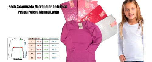 Pack4 Camiseta Micropolar De Niña 1ªcapa Polera Larga Talla6