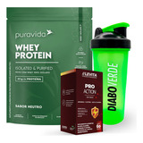 Whey Protein Isolado Puravida Pré Treino Pro Action + Brinde