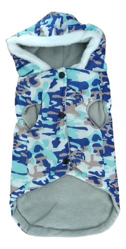 Buzo Campera Capucha Perros Impermeable Camo Color Celeste