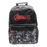 Mochila Urbana Escolar Avengers Marvel Comic Color Negro Diseño De La Tela Liso