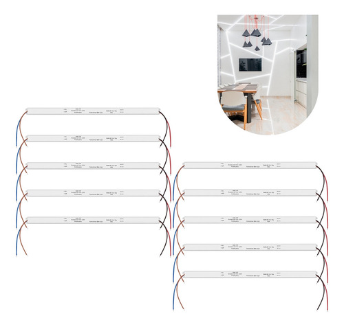 Kit 10 Fonte Slim Driver P/ Perfil Fita De Led 12v 10a 120w